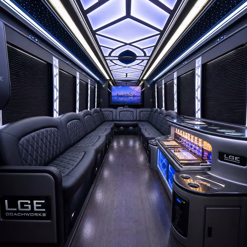 15 Passenger Party Bus Interior