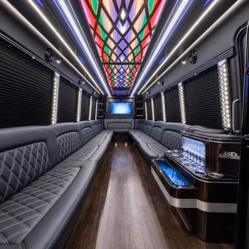 15 Passenger Party Bus Interior