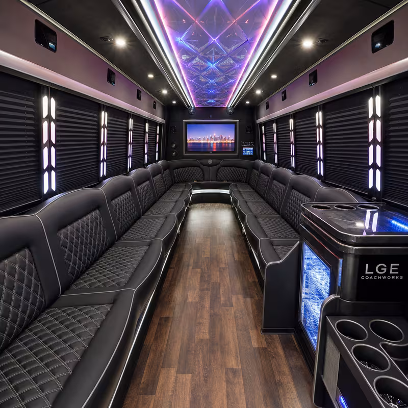 18 Passenger Party Bus Interior