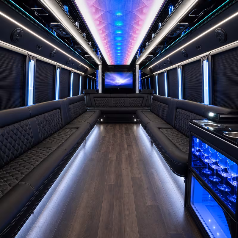 18 Passenger Party Bus Interior