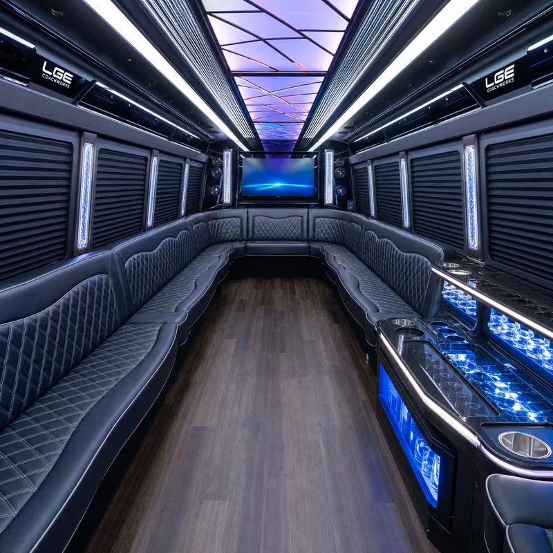 20 Passenger Party Bus Interior