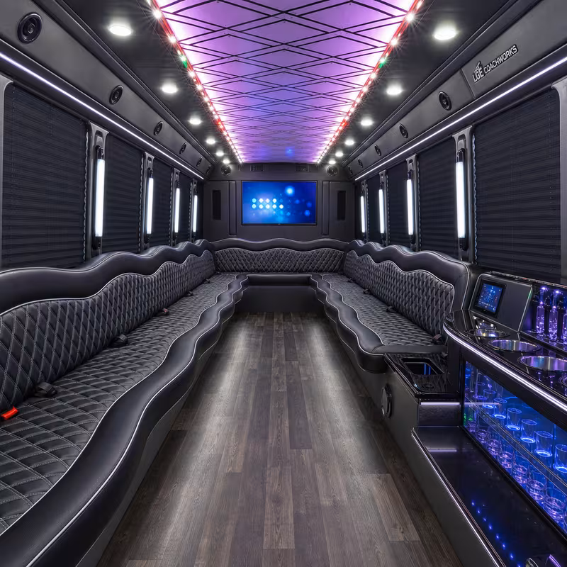 20 Passenger Party Bus Interior