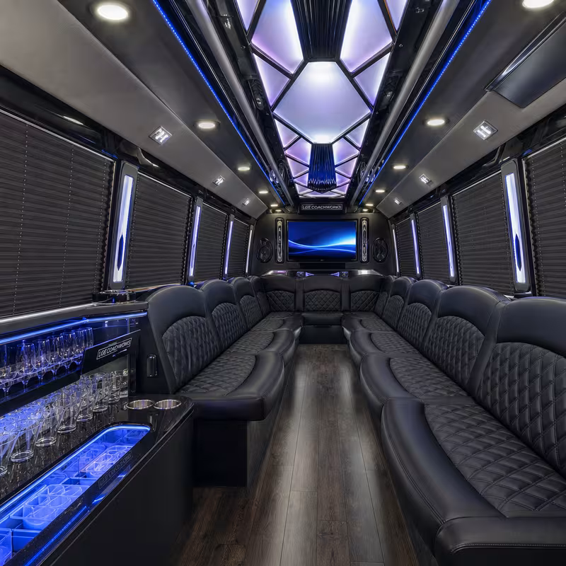 25 Passenger Party Bus Interior