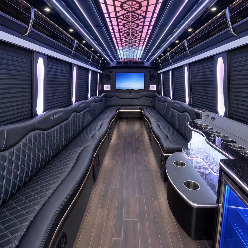 28 Passenger Party Bus Interior