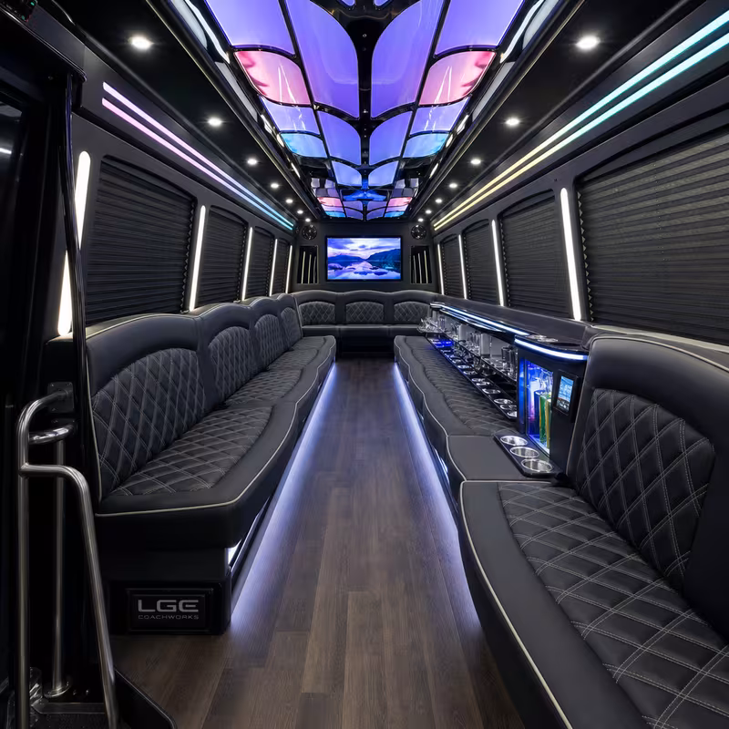 50 Passenger Party Bus Interior