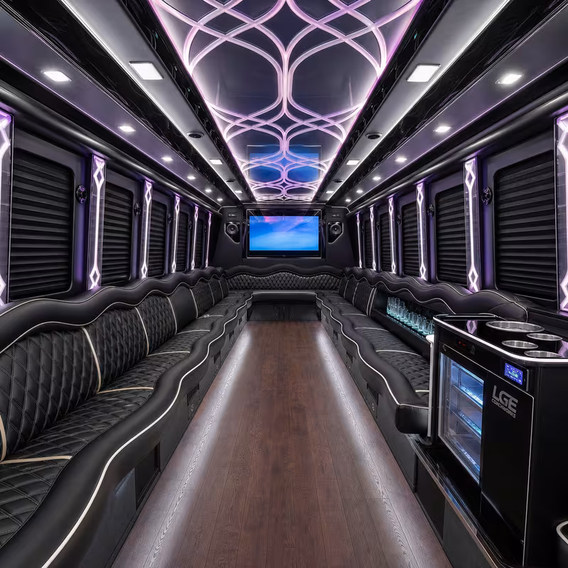 50 Passenger Party Bus Interior