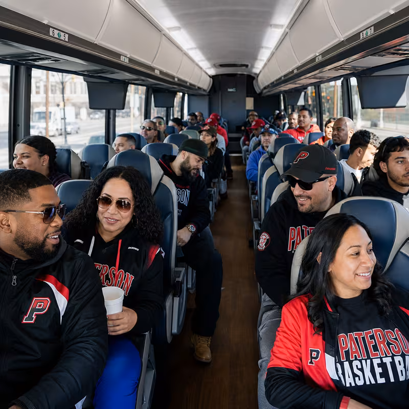 Passenger seating aboard a Paterson party bus rental