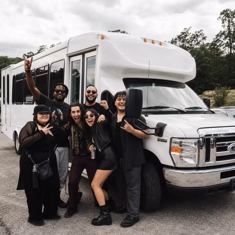 Black Mercedes Sprinter van staged for an Paterson Concert Transportation group
