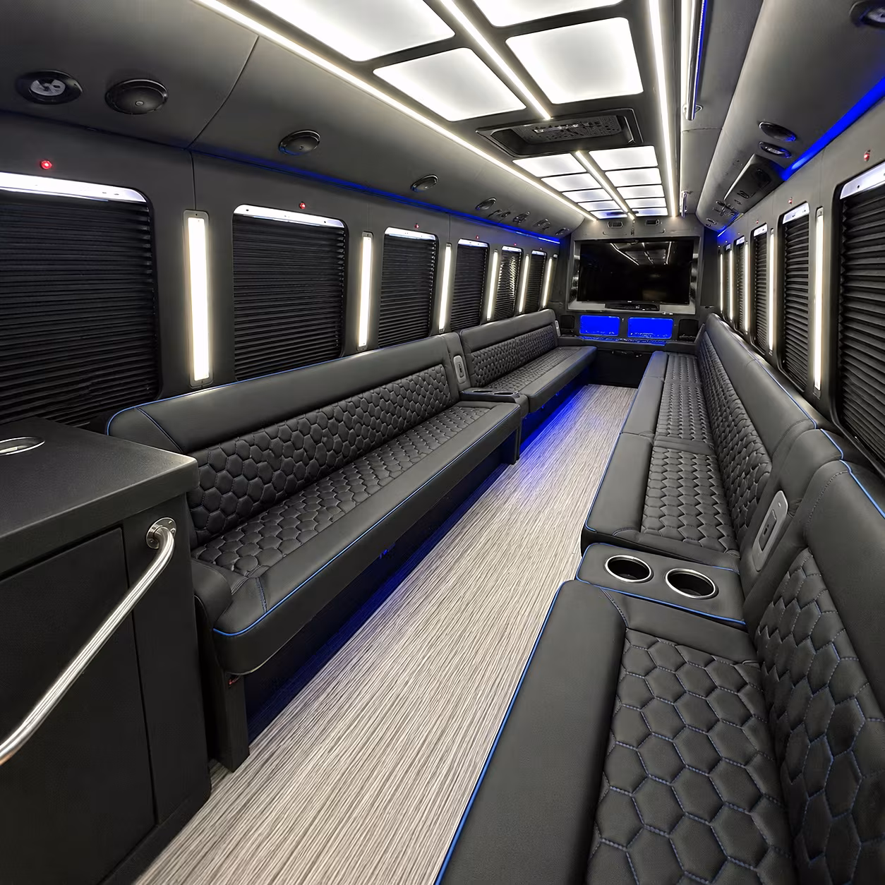 Paterson Birthday, Sweet 16, & Quinceañera Transportation party bus interior