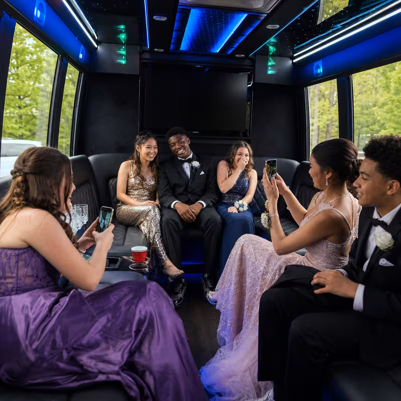 Black Mercedes Sprinter van staged for an Paterson Prom & Homecoming Transportation group